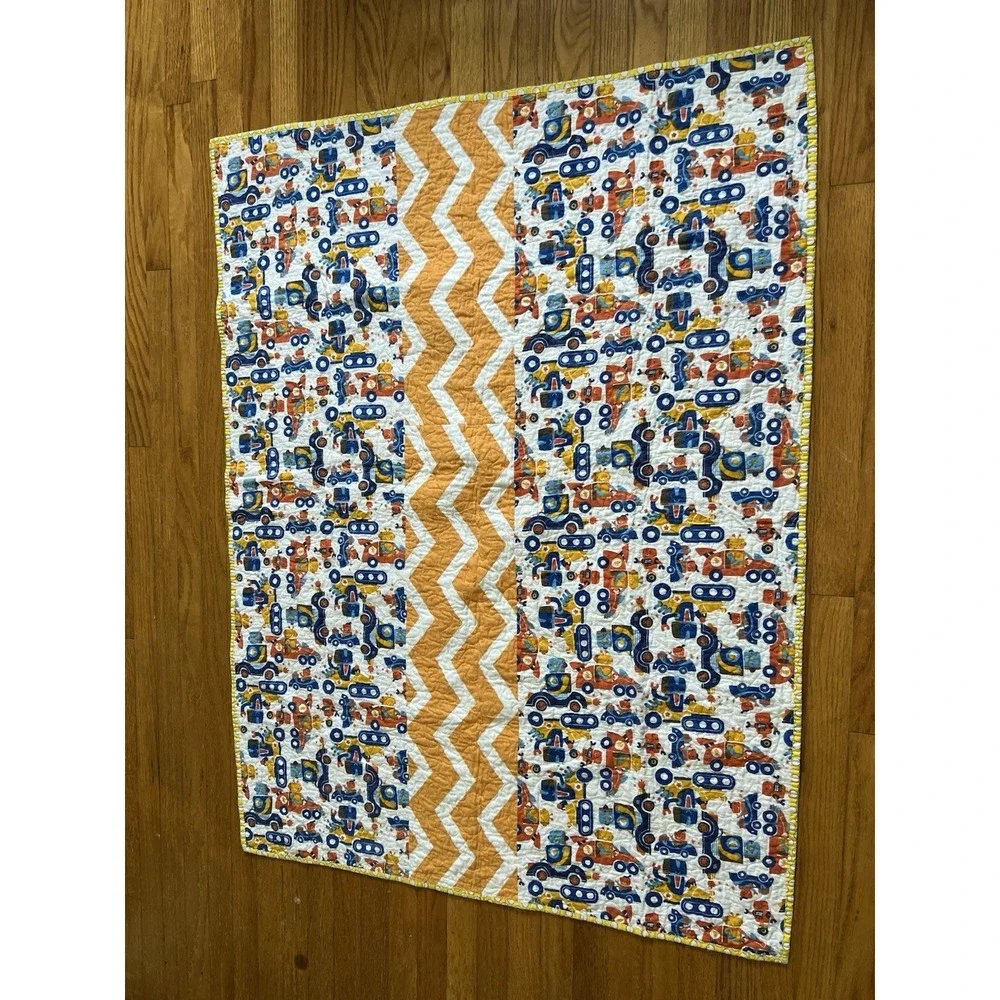 Handmade Baby Quilt Cars Transportation Theme Patchwork 39x54 Toddler